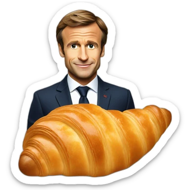 A croissant with the face of Emmanuel Macron sticker
