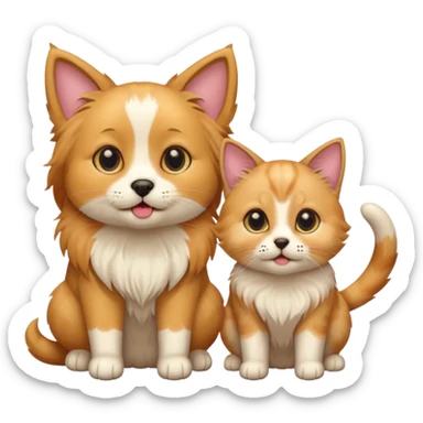 Köpekin yaninda kedi sticker