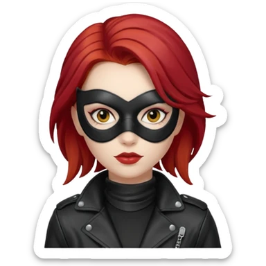 woman thief chic with robber mask and red hair sticker