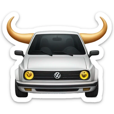 Volkswagen Golf with bull horns on the hood sticker