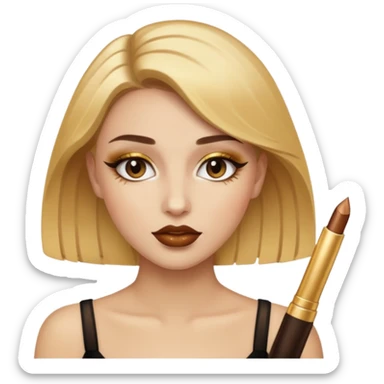 accesories lip gloss brown with makeup gold sticker