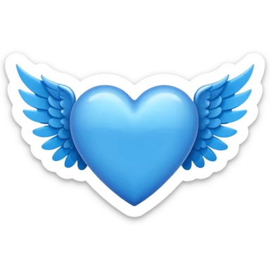 blue heart with wings sticker