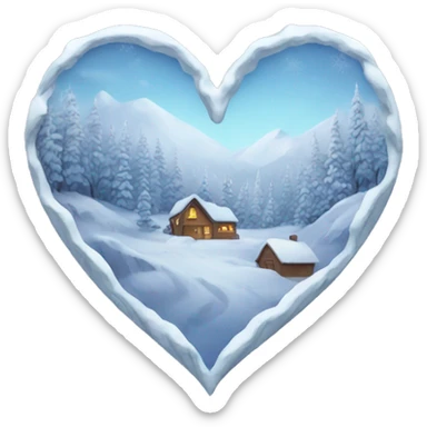 Winter inside a heart sticker
