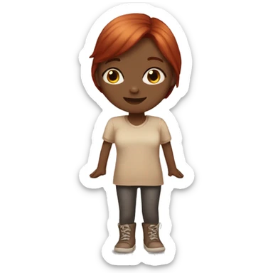 girl i don't know helpless hands up, darker red hair, light skin sticker