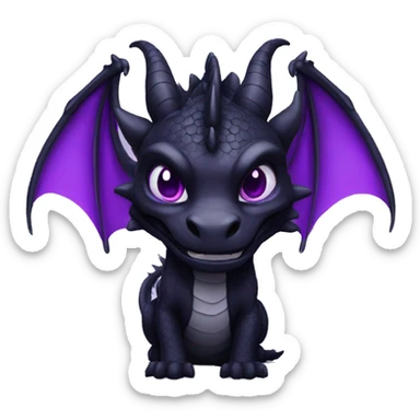 an black dragon with purple eyes and ears sticker