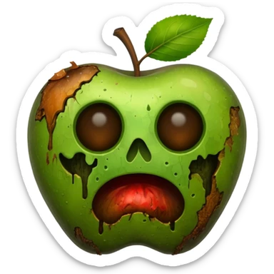 moldy apple without eyes and face sticker