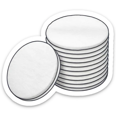 A long pile of 50 round flat thin cotton pads sticker