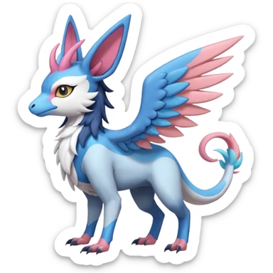 Chimera-Latios-Nargacuga-Sylveon-Silvally-Gryphon-fusion-hybrid-animal-creature  with long ears  sticker
