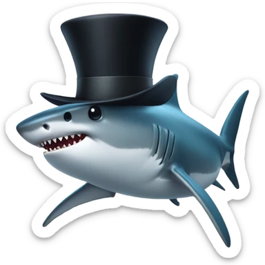Shark with a top hat sticker