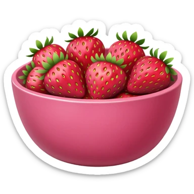 pink bowl packed with strawberries, natural, not too bright colors sticker