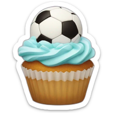 Happy cupcake with a soccer ball as icing  sticker