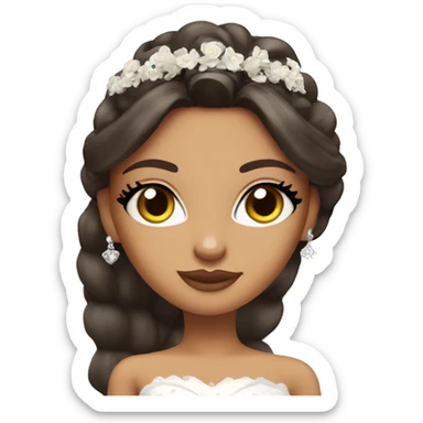 Bratz, bride, brunette hair, olive skin, hazel almond cat eyes sticker