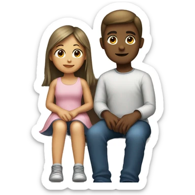 Boy sitting with girl on his lap sticker