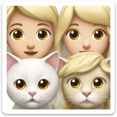 blonde girl and white scottish straight cat sticker
