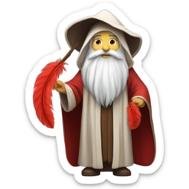 wizard holding a red feather sticker