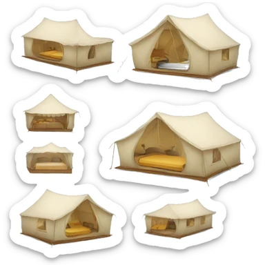 big tent with beds inside  sticker