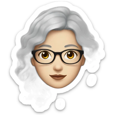 A girl in Black coat with glasses with gray-blue eyes, white skin and curly black hair and aristocratic high cheekbone sticker