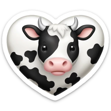 Cute heart with cow print pattern sticker