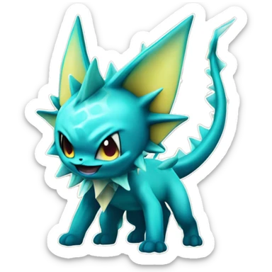 Edgy Vaporeon With Fins and spikes full body sticker