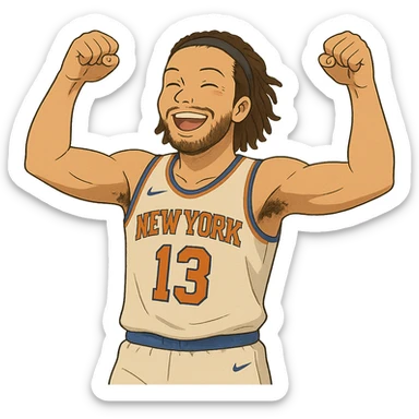 ghibli style Jalen Brunson basketball celebration sticker