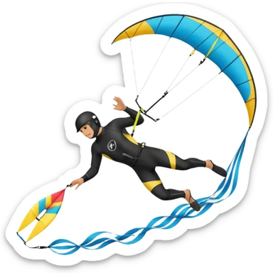 Kiterman en el aire ,caucasico con traje neopreno y casco negro, haciendo un down loop con el kite 13 metros sticker