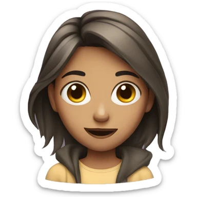 Girl with weird face sticker