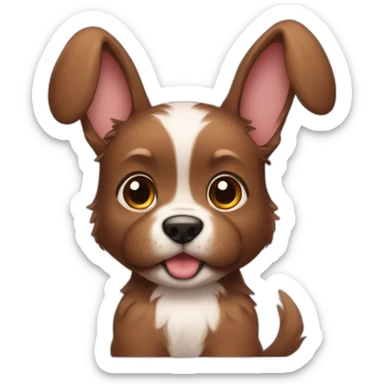 Brown puppy with medium long hair and rabbit ears. sticker