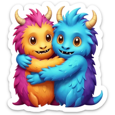 monsters hugging sticker