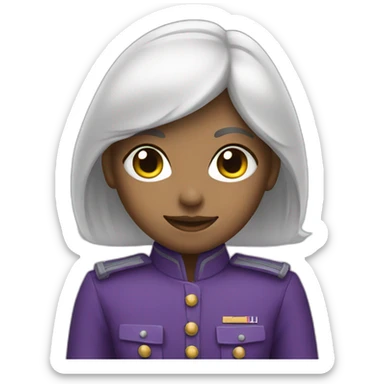 White hair soldier girl with purple suit sticker