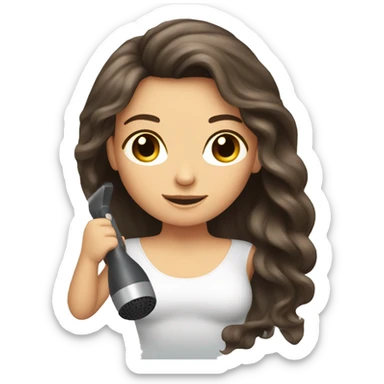 Brunette girl blow drying hair sticker