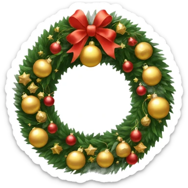Christmas wreath with read and gold baubles sticker