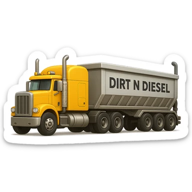 Edit the truck to be a yellow sleeper semi truck. Keep the trailer long and silver with the words 'Dirt n Diesel' visible. Preserve the original emoji style look and feel, but use the general editing model as emoji style does not support editing. sticker