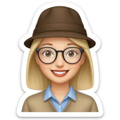 hatted woman with glasses sticker