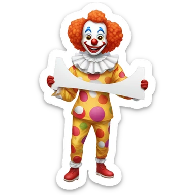 clown with whole body holding a sign that writes HumorousTales sticker