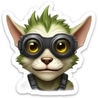 Super awesome bionic gremlin with goggles sticker