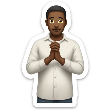 interested curious guy holding his hands together sticker