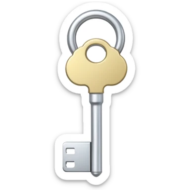 white door key, minimalistic, clearly recognizable sticker