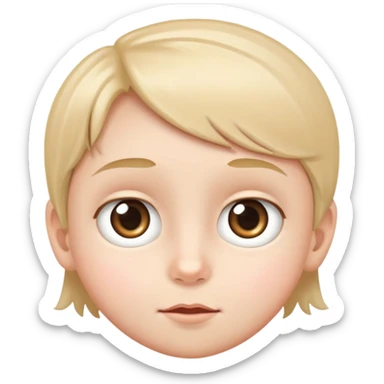 a child's face with big, bright eyes, simple and friendly sticker