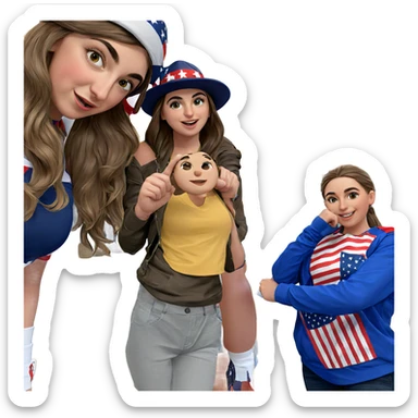 girls in patriotic outfits sticker