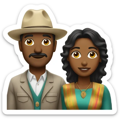 Mexican man and black woman couple sticker