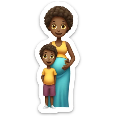Pregnant lady with two kids boy and girl  sticker