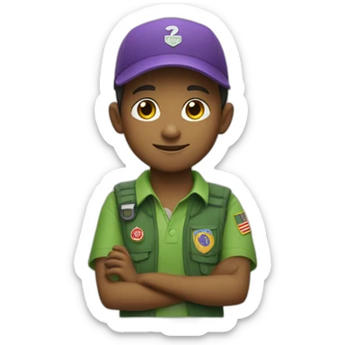 scout kid with a purple scout scarf and a green polo shirt sticker