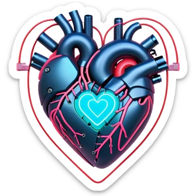 neon cyberpunk style heart sticker