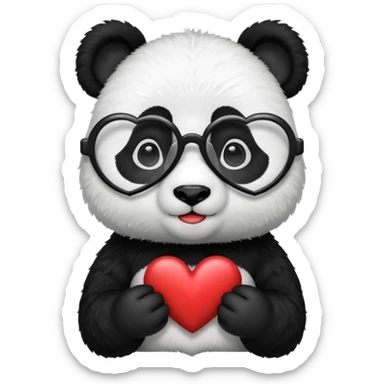 Panda with heart glasses sticker