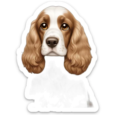 Cocker Spaniel white brown sticker