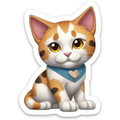 Purradise Meowscles is a muscular and humanoid calico cat in summer clothes. He has a heart with "Lynx" written inside of it tattooed on his right bicep. sticker