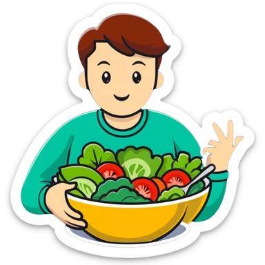 hands holding a salad bowl sticker