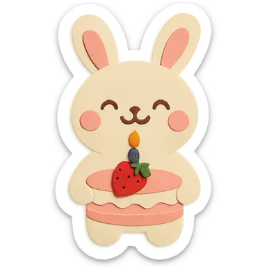 Make the bunny look happy with a big cute smile, and change the cake to have only 1 candle sticker