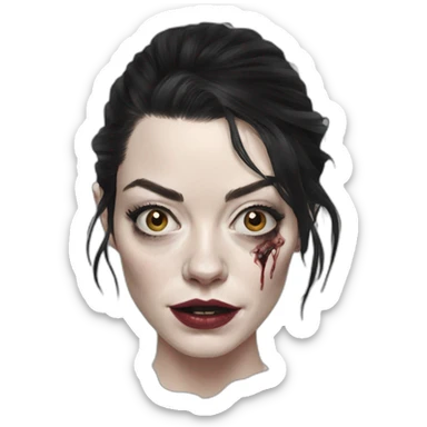 emma stone zombie black hair sticker