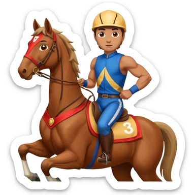 man riding horse wearing racing cloth sticker